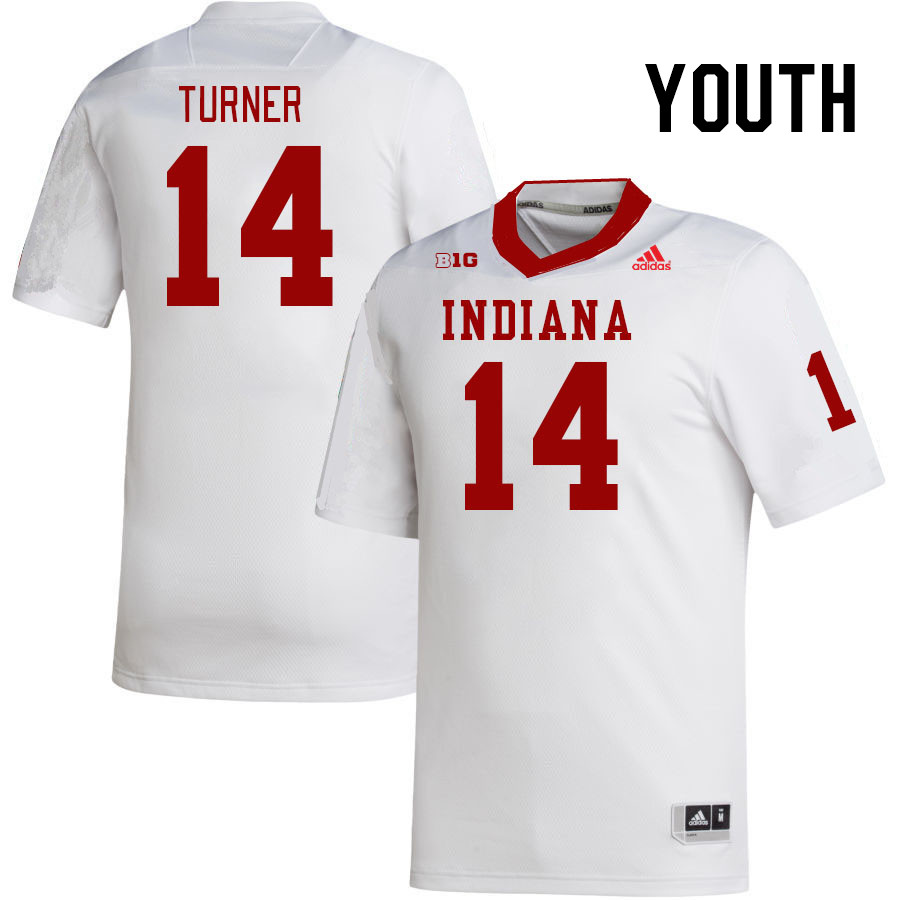 Youth #14 Kaiden Turner Indiana Hoosiers College Football Jerseys Stitched-White